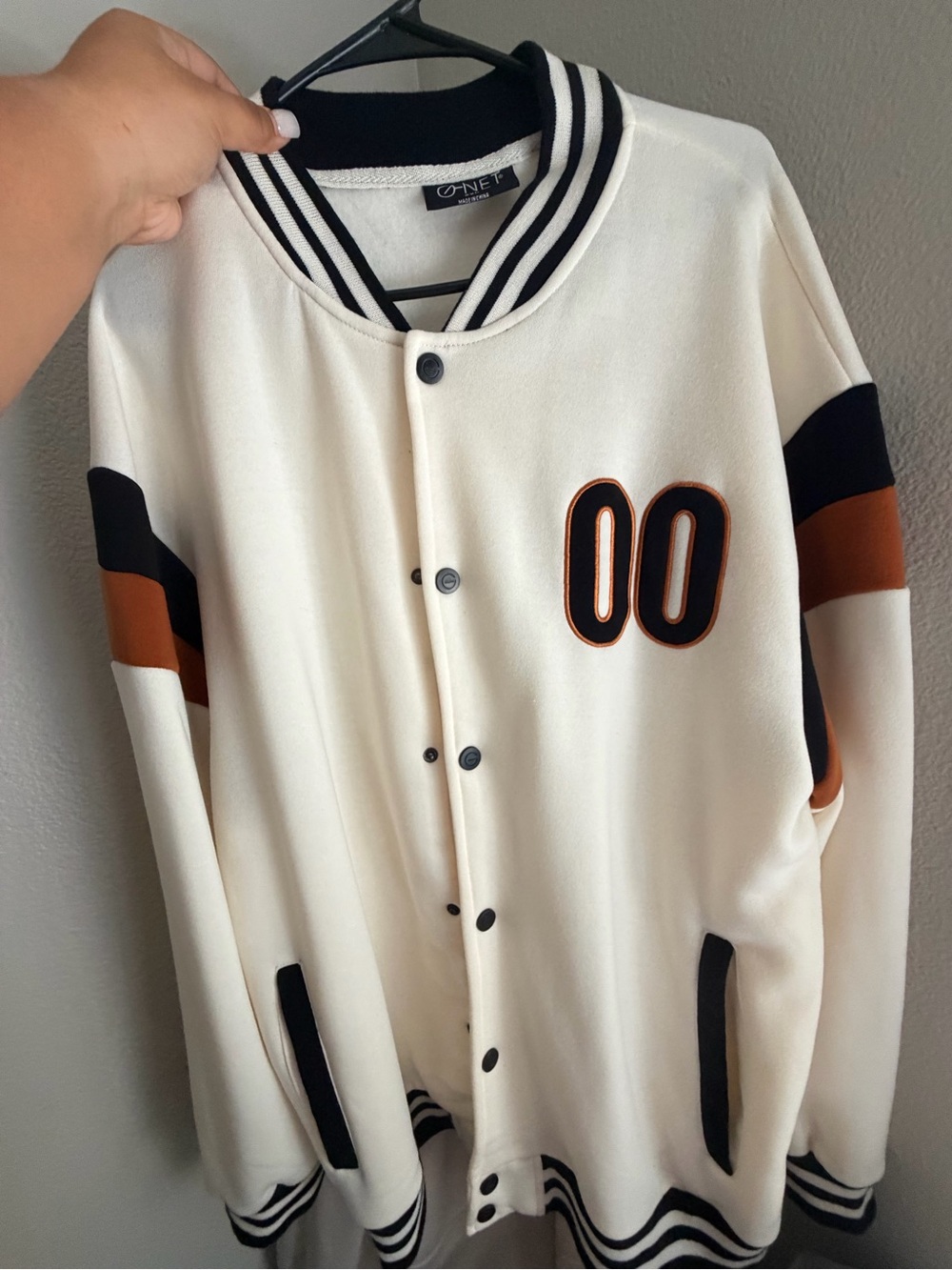 ✨00 Varsity Jacket Brown Black White Oversized🏈